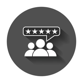 Customer reviews, rating, user feedback concept vector icon. Flat illustration with long shadow.