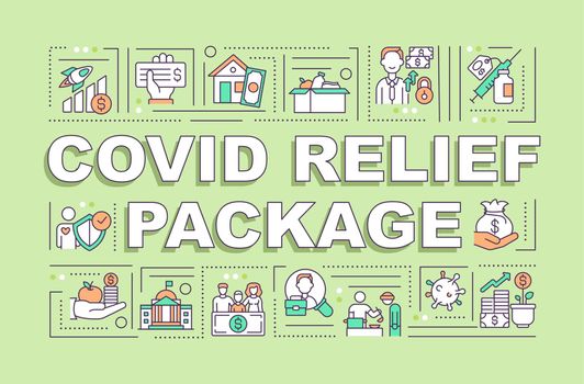 Covid relief package word concepts banner