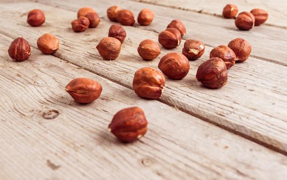 Nuts fruit on wood background texture