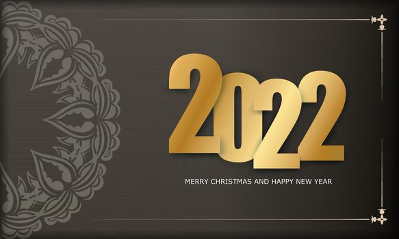 Brochure 2022 Merry Christmas and Happy New Year Brown color with winter light pattern