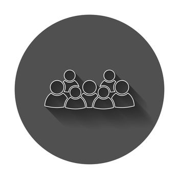 Group of people vector icon in line style. Persons icon illustration with long shadow.