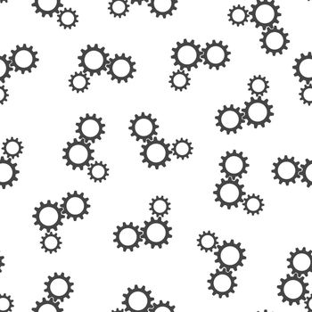 Gear seamless pattern background icon. Flat vector illustration. Cogwheel business sign symbol pattern.