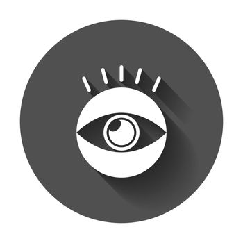 Simple eye icon vector. Eyesight pictogram in flat style with long shadow.