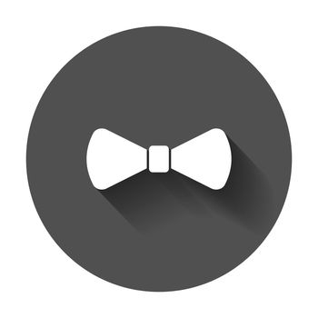 Bow tie flat icon. Necktie vector illustration with long shadow.