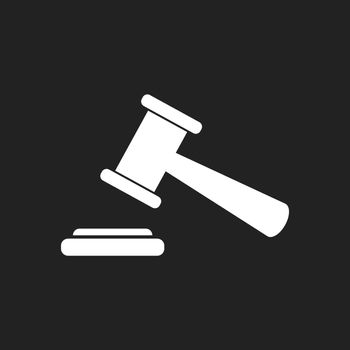 Auction hammer vector icon. Court tribunal flat icon.