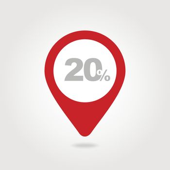 20 twenty Percent Sale pin map icon. Map point.