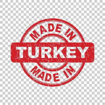 Made in Turkey red stamp. Vector illustration on isolated background