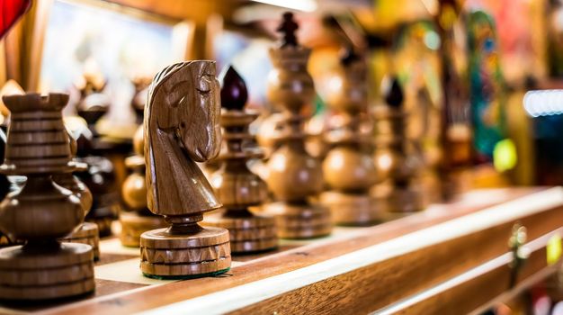 wooden chess on board