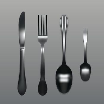 Realistic Metal Tablespoon And Teaspoon