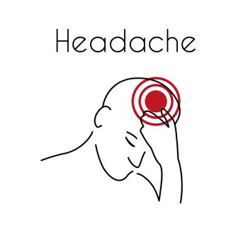 Vector Headache Linear Icon of Young Man