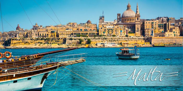postcard with View of Marsamxett Harbour and Valletta