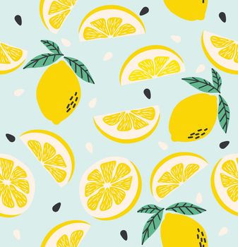 Lemon and lemon slice Fruit seamless pattern