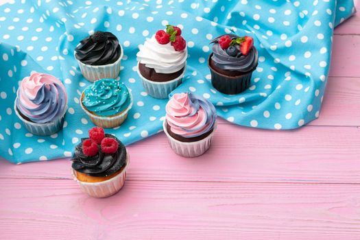 Delicious Assortment of Beautiful Cupcakes close up