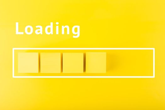 Loading progress bar on yellow background. Minimal concept of loading status