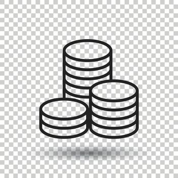 Coins stack vector illustration. Money stacked coins icon in flat style.