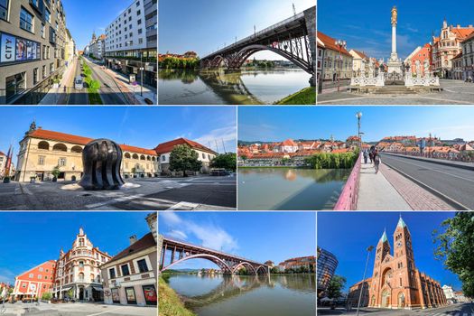 Collage of landmarks of Maribor, Slovenia.