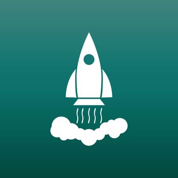Rocket vector pictogram icon. Simple flat pictogram for business, marketing, internet concept. Business startup launch concept for web site design or mobile app.