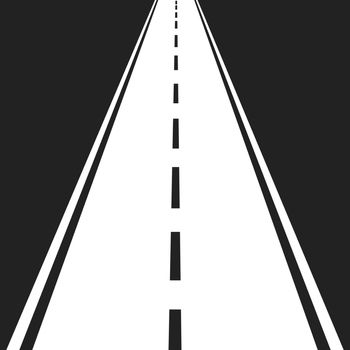 Straight road with white markings vector illustration. Highway road icon.
