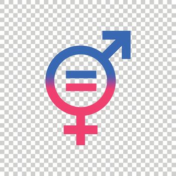 Gender equal sign vector icon. Men and women equal concept icon.