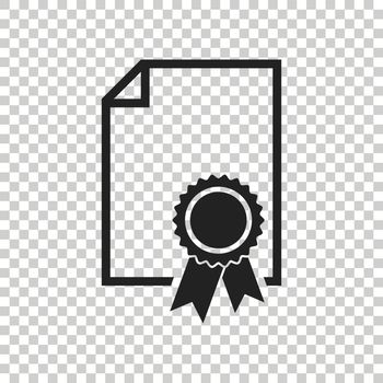 Certificate icon. Diploma symbol. Flat vector illustration on isolated background.