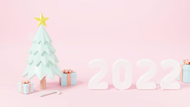 Happy New Year 2022 and Merry Christmas celebration greeting card