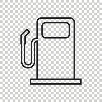 Fuel gas station icon in line style. Car petrol pump flat illustration.