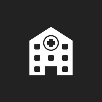 Hospital building vector icon. Infirmary medical clinic sign illustration.
