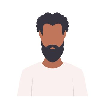 African American man with a beard. A dark-skinned guy with a beard. Vector.