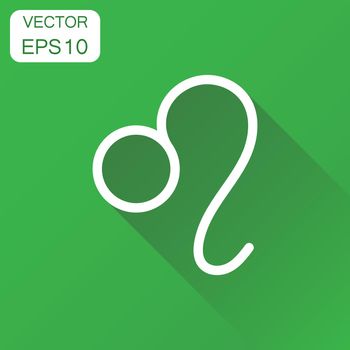 Leo zodiac sign icon. Business concept astrology leo pictogram. Vector illustration on green background with long shadow.