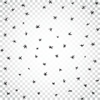 Vector seamless hand drawn stars and snow pattern. Snowfall vector illustration. Simple business concept pictogram.