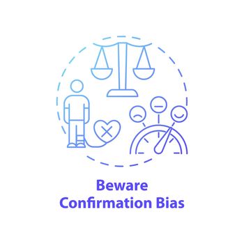 Bewaring confirmation bias concept icon