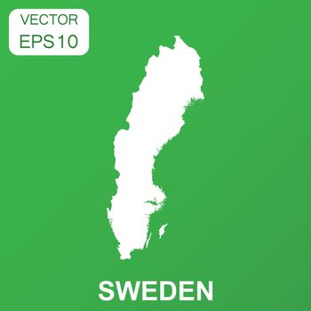 Sweden map icon. Business concept Sweden pictogram. Vector illustration on green background.