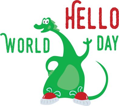 World Hello Day Card with Dino
