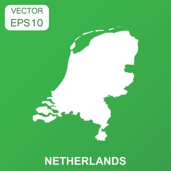 Netherlands map icon. Business concept Netherlands pictogram. Vector illustration on green background.