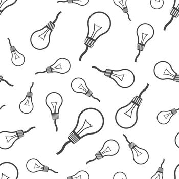Light bulb seamless pattern. Business concept lightbulb idea pictogram. Vector illustration on white background.