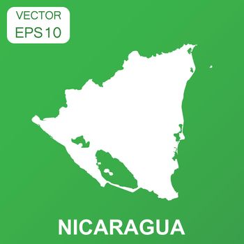 Nicaragua map icon. Business concept Nicaragua pictogram. Vector illustration on green background.