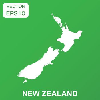 New Zealand map icon. Business concept New Zealand pictogram. Vector illustration on green background.