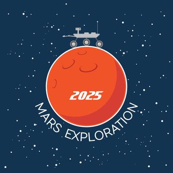 Mars Exploration vector cartoon poster