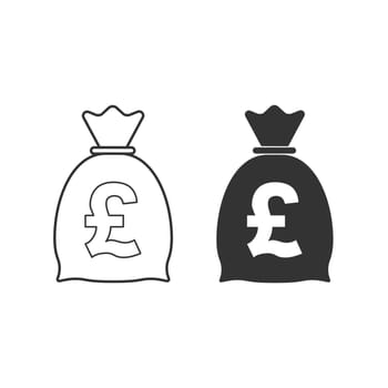 Money bag icon. Pound icon. Vector illustration, flat design.