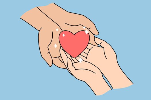 People hold heart show love and kindness