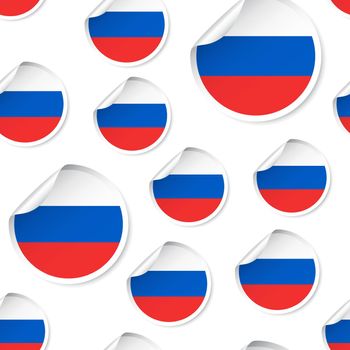Russia flag sticker seamless pattern background. Business concept label pictogram. Russia flag symbol pattern.