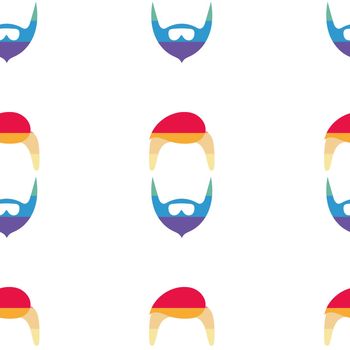 Seamless pattern. Male face contour with LGBT colors. Logo man with a beard for LGBT themes. Vector.