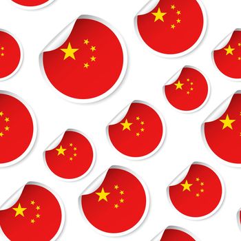 China flag sticker seamless pattern background. Business concept label pictogram. China flag symbol pattern.