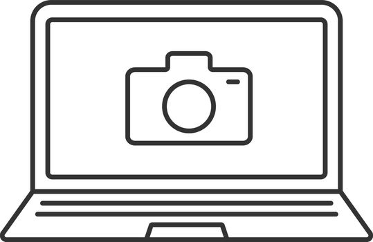 Laptop photocamera linear icon