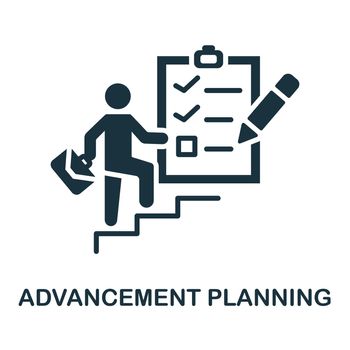 Advancement Planning icon. Monochrome sign from corporate development collection. Creative Advancement Planning icon illustration for web design, infographics and more