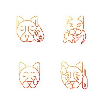 Pet infections gradient linear vector icons set