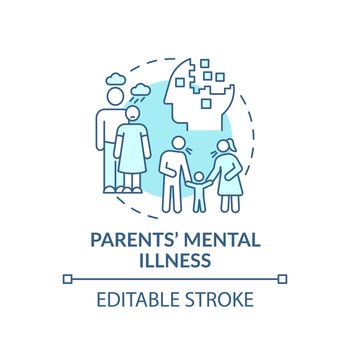 Parents mental illness turquoise concept icon