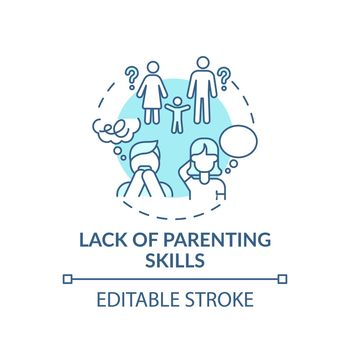 Lack of parenting skills turquoise concept icon