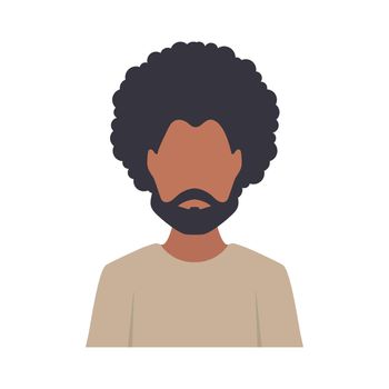 Young afro man avatar character. Male face portrait cartoon person vector illustration.