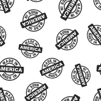 Made in America stamp seamless pattern background. Business flat vector illustration. Manufactured in America symbol pattern.